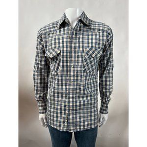 Coyote Mood Pearl Snap Western Shirt  LT Blue  Plaid 65% Polyester 35% Cotton